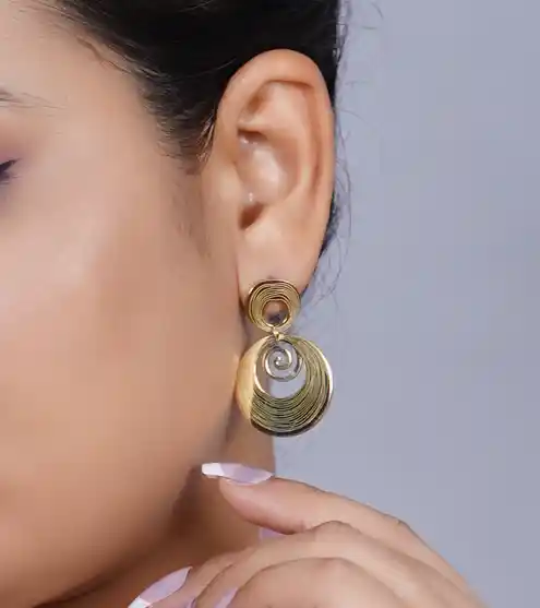 Golden Spiral Drop Earrings